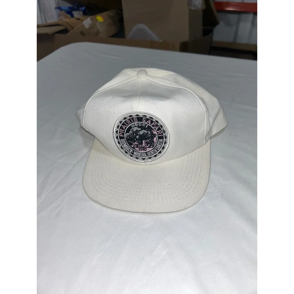 Vintage 1993‎ Prairie Safari WBCCI North Dakota Snapback Hat White Trucker Cap